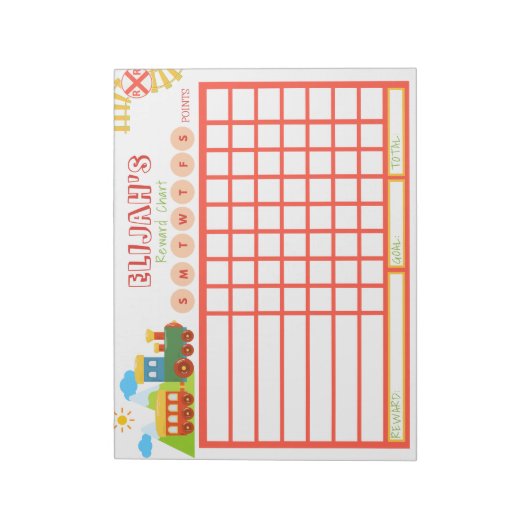 Kids Chore Chart, Personalisierte Zugkarte Notizblock (Rotiert)