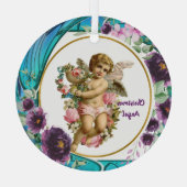 Kids Christmas Angel Lila gestettetes Glas Wreath Ornament Aus Glas (Rückseite)