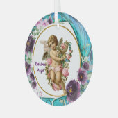 Kids Christmas Angel Lila gestettetes Glas Wreath  Ornament Aus Glas (Vorderseite links)