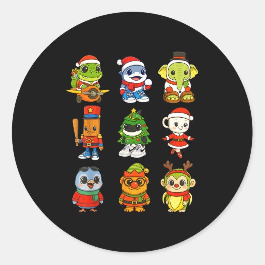 Kids Christmas Brainrot Pajama Boy Los Dicen Ai Ho Runder Aufkleber (Vorderseite)