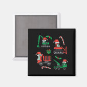 Kids Christmas Construction Vehicles Truck Xmas Bo Magnet (Vorderseite/Rückseite)