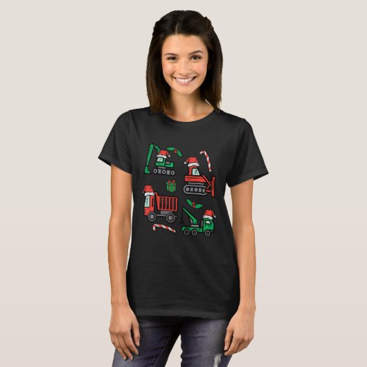 Kids Christmas Construction Vehicles Truck Xmas Bo T-Shirt (Vorne ganz)