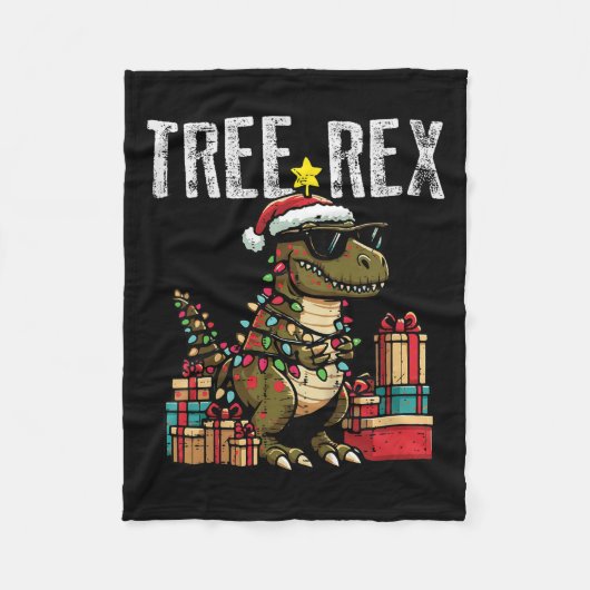 Kids Christmas Dinosaur Tree Rex Xmas Trex Toddler Fleecedecke (Vorderseite)