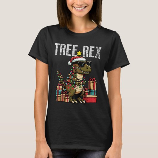 Kids Christmas Dinosaur Tree Rex Xmas Trex Toddler T-Shirt (Vorderseite)
