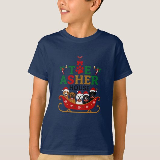 Kids Christmas Dog Squad T - Shirt - Niedlich Holi (Vorderseite)