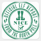 Kids Christmas Elf Nice  Quadratischer Aufkleber (Vorderseite)