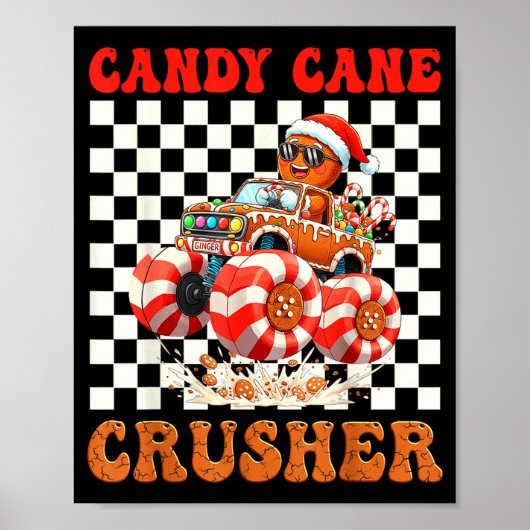 Kids Christmas Gingerbread Candy Cane Crusher Mons Poster (Vorne)