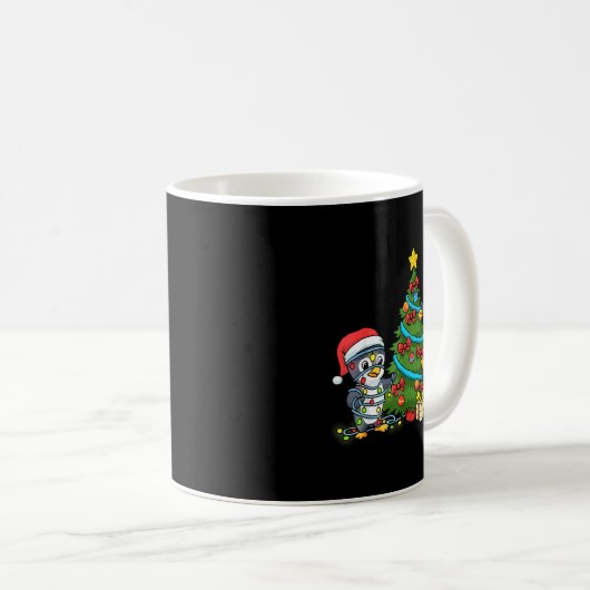 Kids Christmas Penguin Christmas Tree Lights Baubl Kaffeetasse (VorderseiteRechts)