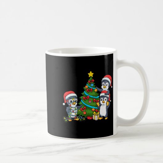 Kids Christmas Penguin Christmas Tree Lights Baubl Kaffeetasse (Rechts)