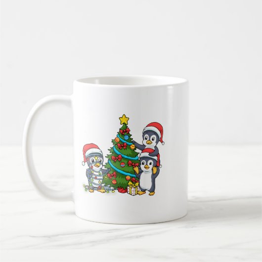 Kids Christmas Penguin Christmas Tree Lights Baubl Kaffeetasse (Links)
