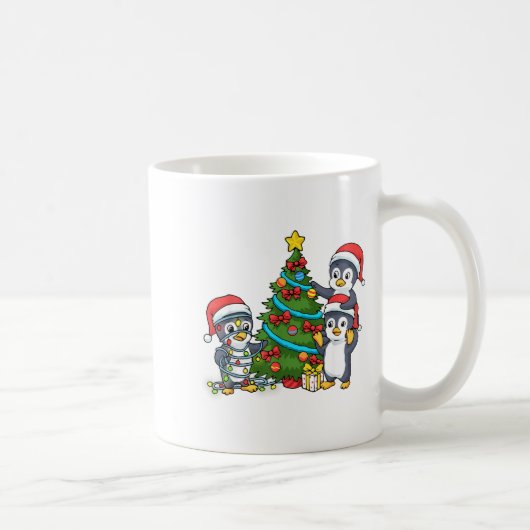 Kids Christmas Penguin Christmas Tree Lights Baubl Kaffeetasse (Rechts)