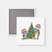 Kids Christmas Penguin Christmas Tree Lights Baubl Magnet (Vorderseite/Rückseite)