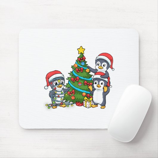 Kids Christmas Penguin Christmas Tree Lights Baubl Mousepad (Mit Mouse)