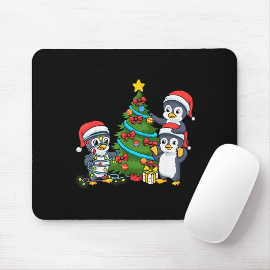 Kids Christmas Penguin Christmas Tree Lights Baubl Mousepad (Mit Mouse)