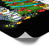 Kids Christmas Penguin Christmas Tree Lights Baubl Poster (Ecke)