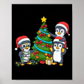 Kids Christmas Penguin Christmas Tree Lights Baubl Poster (Vorne)