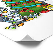 Kids Christmas Penguin Christmas Tree Lights Baubl Poster (Ecke)