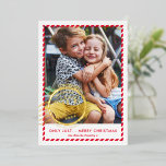 KIDS CHRISTMAS PHOTO cute Nice List stamp red gold Folien Feiertagskarte<br><div class="desc">by kat massard >>> WWW.SIMPLYSWEETPAPERIE.COM <<<
A funny card design featuring a stamp design saying "NICE LIST" in shiny foil. Portrait style to display your beautiful family too with tall photo.
CONTACT ME if you need help to get your photo to fit perfectly kat@simplysweetpaperie.com</div>