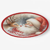 Kids Christmas Plates with Cute Santa and Rudolph Pappteller (Schrägansicht)