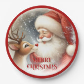 Kids Christmas Plates with Cute Santa and Rudolph Pappteller (Vorderseite)