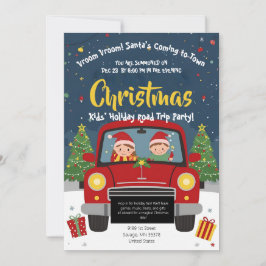 Kids Christmas Road Trip Car Holiday Party Card Einladung