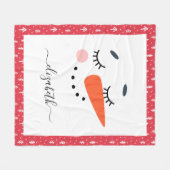 Kids Christmas Snowman Personalisiert Name Fleecedecke (Vorderseite (Horizontal))