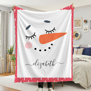Kids Christmas Snowman Personalisiert Name Fleecedecke