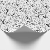 Kids Christmas Village Whimsical Black & White Geschenkpapier (Ecke)