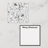 Kids Christmas Village Whimsical Black & White Mitteilungskarte (Vorne/Hinten)