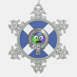 Kids Clan Gunn Wappen & Tartan auf Salreifen Schneeflocken Zinn-Ornament