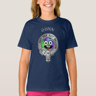 Kids Clan Gunn Wappen & Tartan T - Shirt