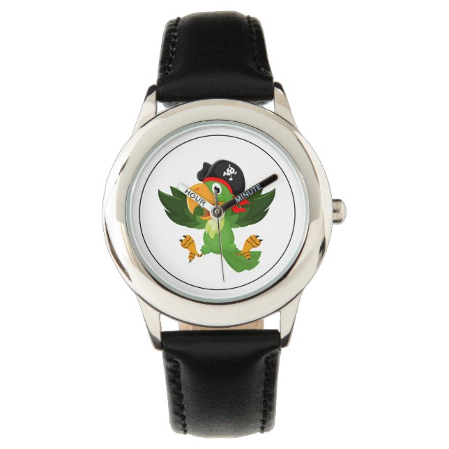 Kids Classic Watch-Pirate Parrot Armbanduhr (Vorderseite)