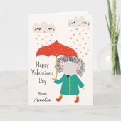 Kids Classroom Cute Hedgehog Valentine's Day Karte (Vorderseite)