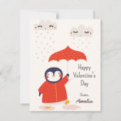 Kids Classroom Cute Penguin Valentine's Day Mitteilungskarte (Vorderseite)