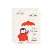 Kids Classroom Cute Penguin Valentine's Day Mitteilungskarte (Vorderseite/Rückseite Beispiel)