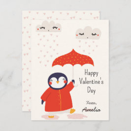 Kids Classroom Cute Penguin Valentine's Day Mitteilungskarte