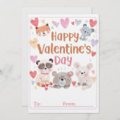 Kids Classroom Valentine Cards | Cute Cartoons Einladung (Vorne/Hinten)