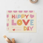 Kids Classroom Valentine's Day Cute Block Type Mitteilungskarte (Vorderseite/Rückseite Beispiel)