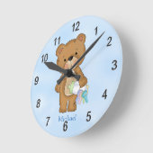 Kid's Clock Baby Boy Teddy Bear Baby Bottle Runde Wanduhr (Winkel)