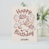 Kids Clouds Unicorn Geburtstag Karte (Stehend Vorderseite)