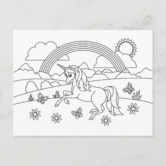 Kids Color Me Unicorn Regenbogen Postkarte (Vorderseite)