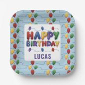 Kids Colorful Balloons Happy Birthday Paper Teller (Vorderseite)