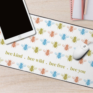 Kids Colorful Bee Pattern mit Personalisiertem Tex Schreibtischunterlage