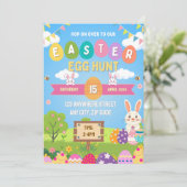 Kids Colorful Easter Egg Hunt Invitation Einladung (Stehend Vorderseite)