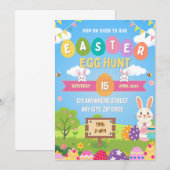 Kids Colorful Easter Egg Hunt Invitation Einladung (Vorne/Hinten)