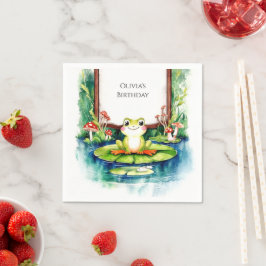 Kids Colorful Frosch Geburtstag Serviette