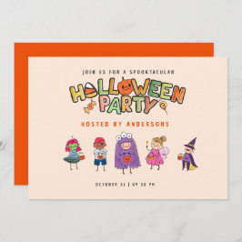 Kids Colorful Halloween Costume Party Einladung