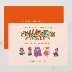 Kids Colorful Halloween Costume Party Einladung