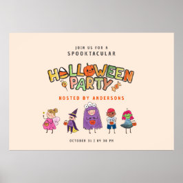 Kids Colorful Halloween Costume Party Poster