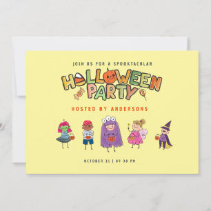 Kids Colorful Halloween Yellow Costume Party Einladung